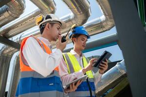 Engineers and technicians Inspect the completed air conditioning and water systems to continue verifying their functionality. photo