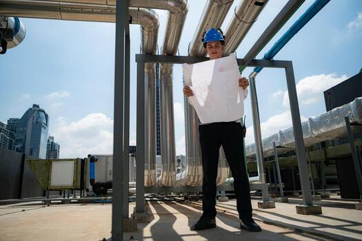 Engineers inspect the completed air conditioning and water systems to continue verifying their functionality. photo