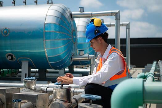 Engineers inspect the completed air conditioning and water systems to continue verifying their functionality. photo