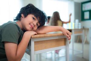 When class becomes dull. The kids started to feel tired and sleepy. photo