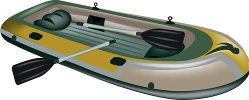 An inflatable boat with paddles and oars vector