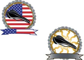 Two different bird emblems with the american flag and the usa flag vector