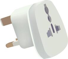 White universal travel adapter plug converting uk type g to european type cf vector