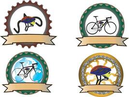 Four bicycle badges with different designs vector