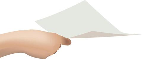 A hand holding a piece of paper vector