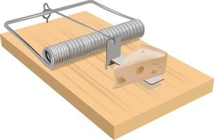 Mousetrap with cheese bait waiting for rodent prey vector