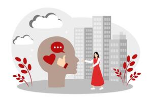 The concept of social approval, social media communication, and likes. Thoughts of a woman vector