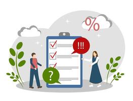 A man and a woman discuss a plan of action. Concept of planning and implementation of the set goals vector