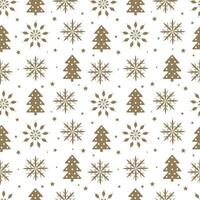 Seamless pattern with snowflakes and Christmas tree on a white background vector