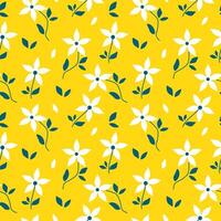 Seamless, summer pattern with white flowers on a yellow background vector