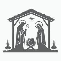 Nativity Scene Silhouette on a white background vector