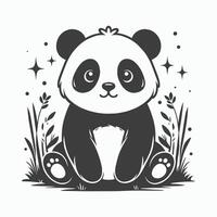 New Year's Day Panda Silhouette on a white background vector