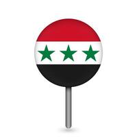 Map pointer with Syria flag inside. illustration. vector