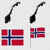 Set of maps, flag and flagpole of Norway. illustration. vector
