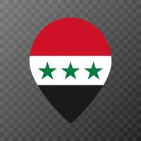 Map pointer with Syria flag inside. illustration. vector