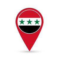 Map pointer with Syria flag inside. illustration. vector