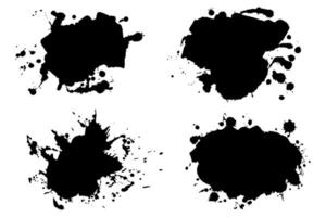 Ink splatters black silhouettes with paint drops. Ink splashes banners set with drops blots and spray stains. Abstract grunge effect for banners, ad, website, posters vector