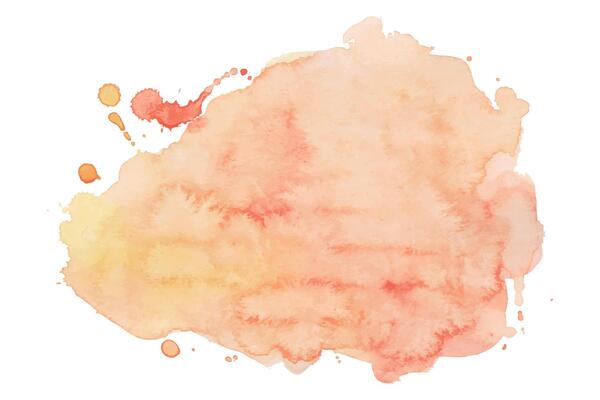 Artistic Orange Hand Painted Splash of Paint. Orange Watercolor Splatter with Ink Drops Isolated on White Background
