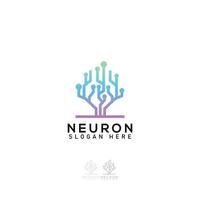 Neuron Nerve Cell or connect line circuit dot symbol logo design inspiration. neuron tech logo concep vector