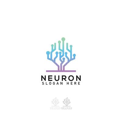 Neuron Nerve Cell or connect line circuit dot symbol logo design inspiration. neuron tech logo concep