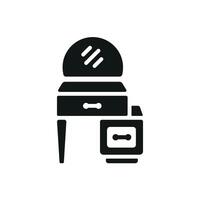 Icon representing a modern and simple dressing table design concept in a graphic vector