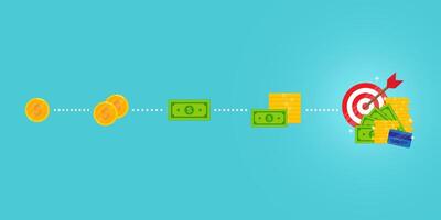 future money target plan path step by step how to increase money or save money to achieve your targets banner background template vector