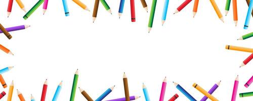 multi color pencil around the transparent background banner template vector