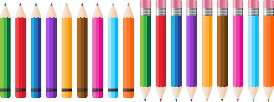 multicolor color pencil and with eraser template vector