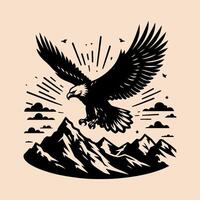 eagle flying over mountains and mountains, illustration vector