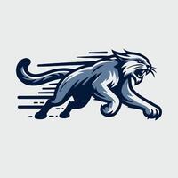 a running panther mascot with its mouth open vector
