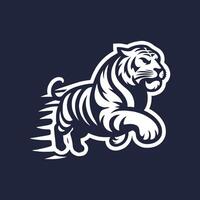 a tiger running logo design vector