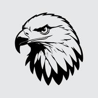 the head of an eagle is shown in black and white vector