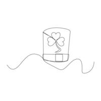 Clover leaf. One continuous line art with editable line shamrock. Icon, logo and symbol of St. Patricks Day vector
