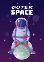 Astronaut is riding an asteroid in the vast expanse of outer space, surrounded by distant planets and twinkling stars, creating a sense of wonder and adventure vector