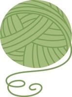 Green yarn ball with a loose end curling up, inviting creativity for knitting or crochet projects, embodying the essence of crafting, hobbies, and handmade artistry vector