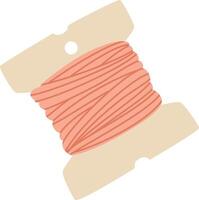 Pink thread wrapped around a spool, isolated against a white background, offering a perfect tool for sewing, tailoring, embroidery, and various needlework projects vector