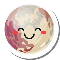 Pluto, a dwarf planet in the kuiper belt, is depicted with a charming smile, rosy cheeks, and closed eyes, creating a kawaii and friendly representation of the celestial body vector