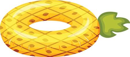 Inflatable ring floating representing a pineapple fruit with its characteristic yellow color and green leaves, ideal for summer vacations and pool parties, providing fun and relaxation vector