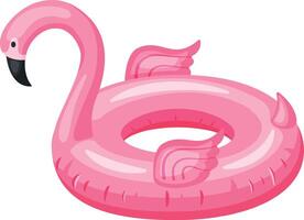 Inflatable pink flamingo with wings shaped swimming pool float isolated on a white background, perfect for summer vacations and pool parties vector