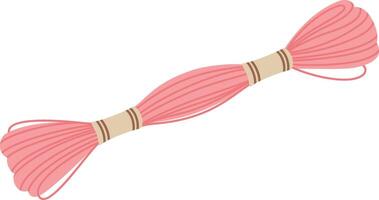 Pink embroidery floss skein isolated on white background, essential for cross stitching, needlepoint, and various sewing projects, offering vibrant color for creative crafting vector