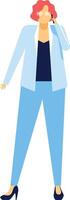 Confident businesswoman making a phone call while walking, effortlessly multitasking and maintaining connections in a fast paced and demanding professional environment vector
