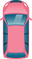 Aerial view of a pink car highlighting its roof, windshield, rear window, and side windows, offering a unique perspective on vehicle design and transportation vector