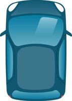 Aerial view of a parked generic blue car highlighting its roof, windshield, and rear window, providing a unique perspective on vehicle design vector