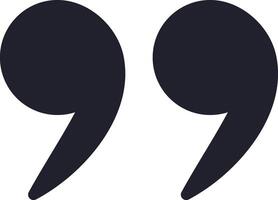 Two dark quotation marks symbolize a verbatim quote, indicating a passage of spoken or written words being reproduced exactly as they were originally expressed vector