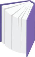 Open hardcover book featuring white pages and a vibrant purple cover, presented from an isometric angle, evoking themes of reading, knowledge, and information sharing vector