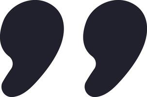 Two dark quotation marks stand out against a white background, symbolizing reported speech, citation, or a direct quote in written communication vector