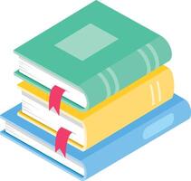 Stacked colorful books with bookmarks symbolize the joy of reading, fostering learning and encouraging exploration across a variety of subjects and ideas vector