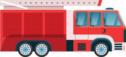 Red firetruck with an extended ladder parked and ready for action, embodying safety and preparedness for fire emergencies while serving the community in urgent situations vector