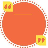 Round orange quote box featuring yellow quotation marks, a dotted border, and a yellow line on a white background, perfect for highlighting testimonials or key messages vector