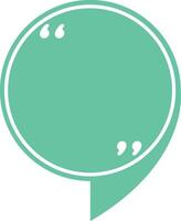 Green speech bubble featuring quotation marks, symbolizing communication, engaging discussions, and the sharing of thoughts and ideas in various contexts like social media and forums vector